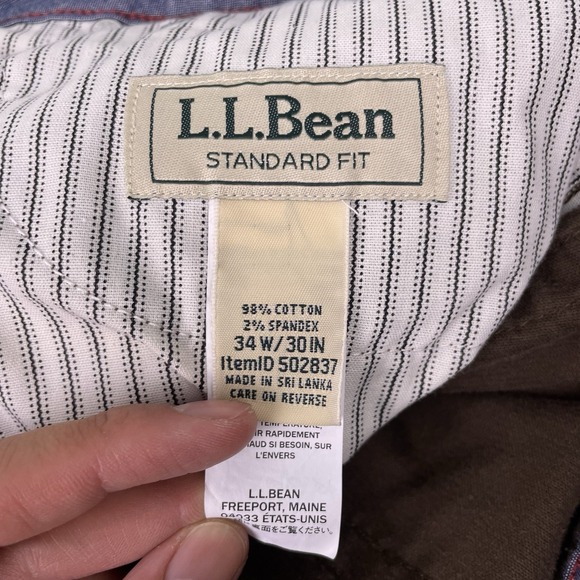 LL Bean Pants 34x30 Mens Corduroy Standard Fit Dark Brown VGUC - Picture 8 of 9